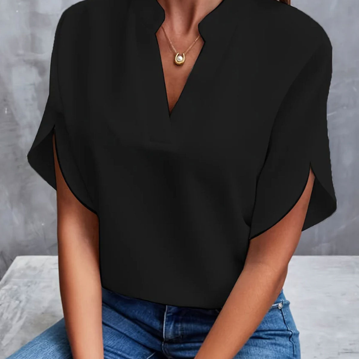 Blouse Légère Col V – Été Décontracté Femme