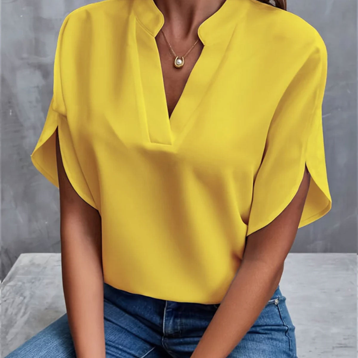 Blouse Légère Col V – Été Décontracté Femme