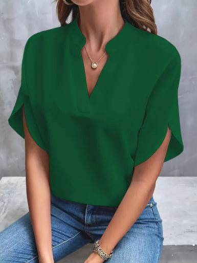 Blouse Légère Col V – Été Décontracté Femme
