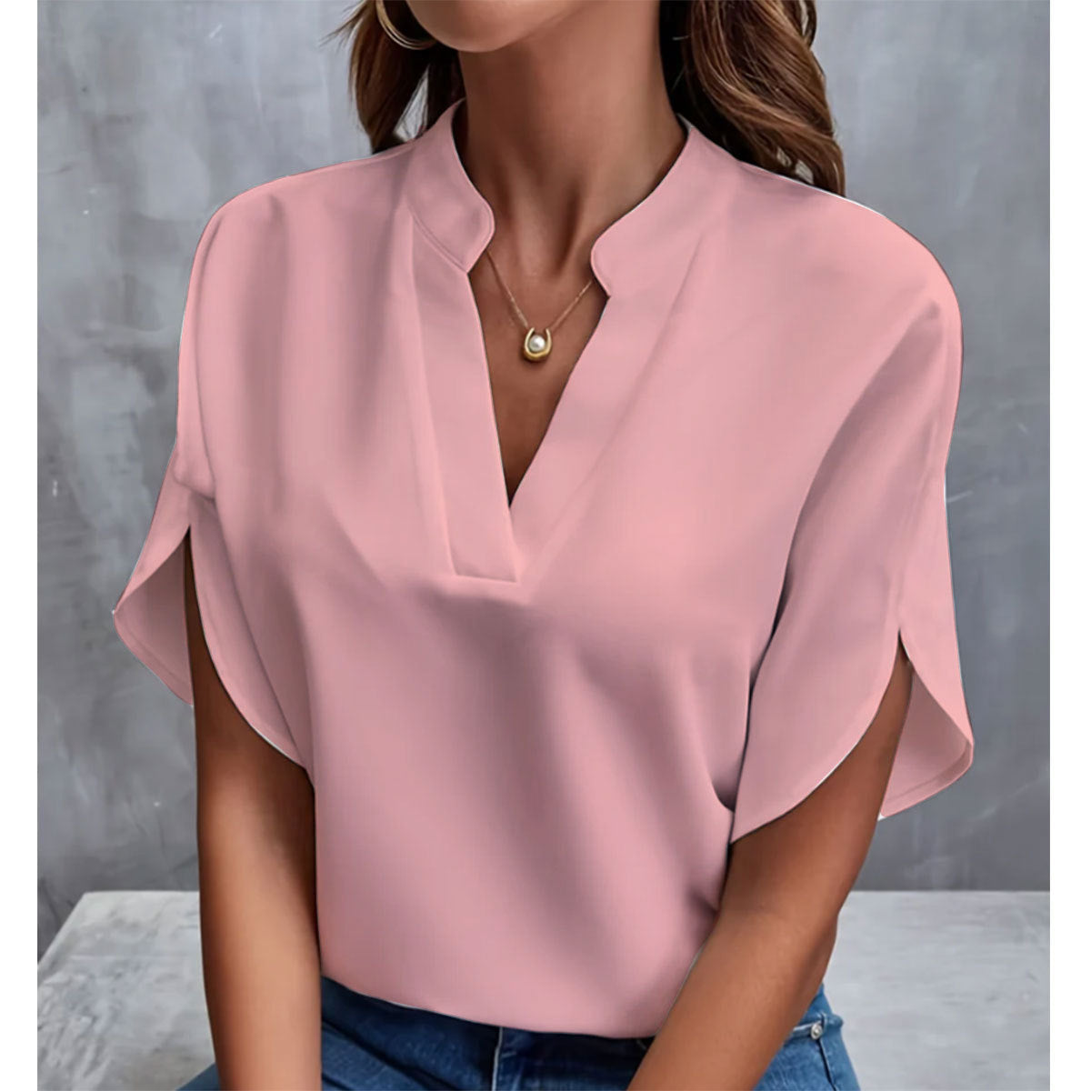 Blouse Légère Col V – Été Décontracté Femme