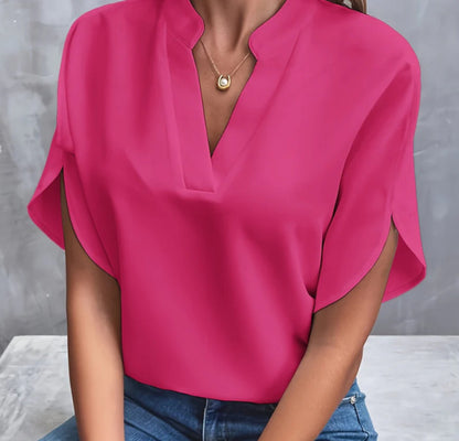 Blouse Légère Col V – Été Décontracté Femme
