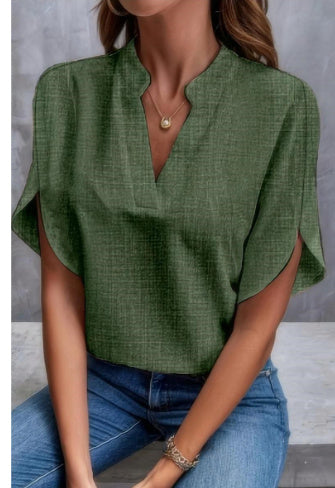 Blouse Légère Col V – Été Décontracté Femme