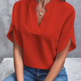 Blouse Légère Col V – Été Décontracté Femme