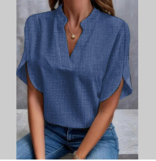 Blouse Légère Col V – Été Décontracté Femme